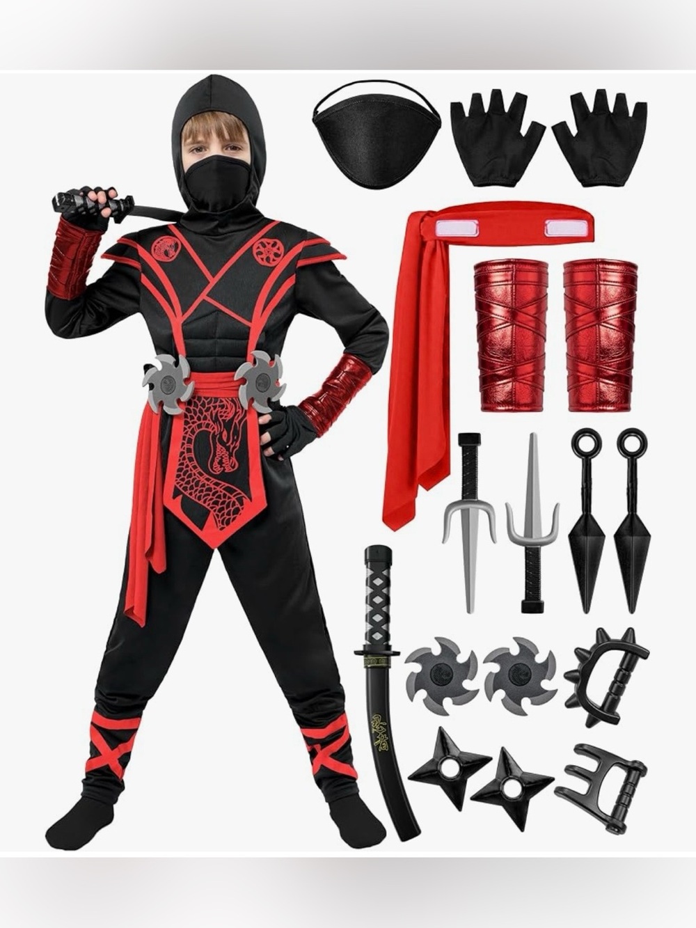 NWT Spooktacular Creations Samurai Kids Ninja Halloween Costume